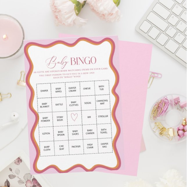 Elegant Vattenfärgsminimalistisk Vågigt shock rosa Julkort (Skapare uppladdad)