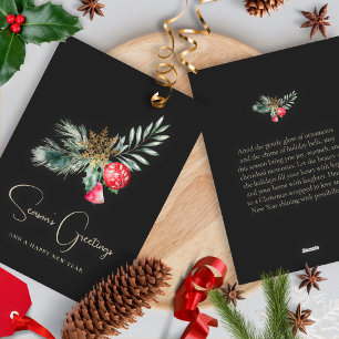 Elegant Vattenfärgsminimalistiskt God jul Guld Julkort