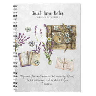 Elegant Vattenfärgsmonogram Quiet Time Journal Anteckningsbok