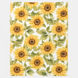 Elegant Vattenfärgsolros Fleecefilt