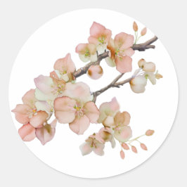 Elegant vattenfärgsorange blommigt vår blommar runt klistermärke