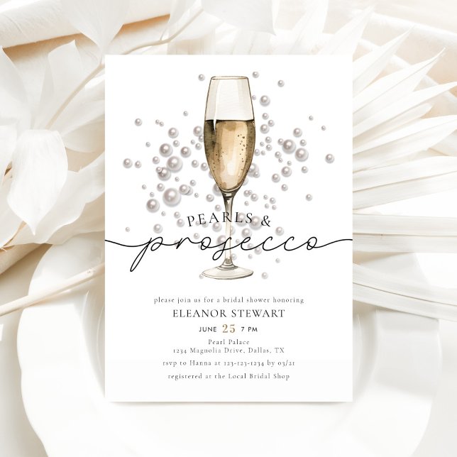 Elegant Vattenfärgspaneler och Prosecco-Möhippa Inbjudningar (Skapare uppladdad)