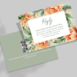 Elegant Vattenfärgspersika Flora Bröllop OSA Kort