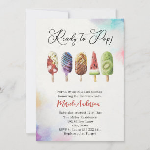 Elegant Vattenfärgspopsicle Baby Shower Inbjudningar
