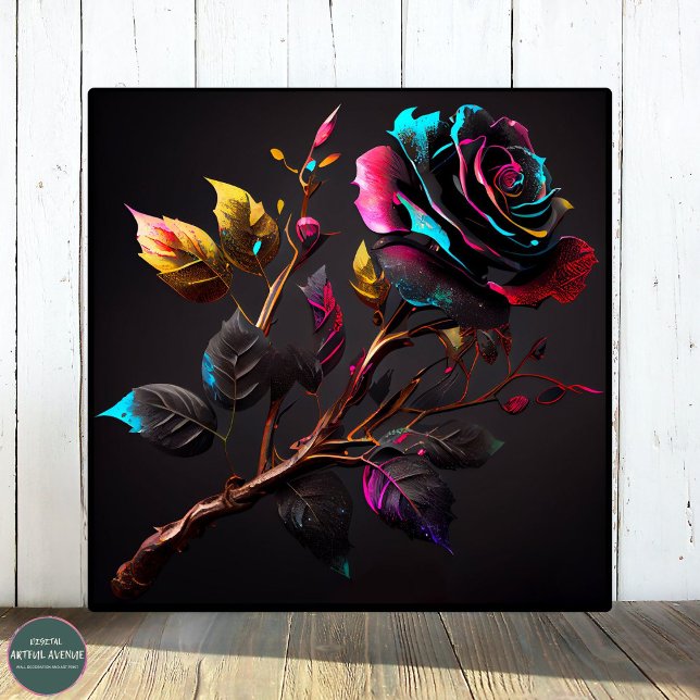 Elegant VattenfärgsPoster Moody Ro Färgfläckar Poster (Rose Watercolor Poster 1:1 Wall Art - Effortlessly transform your living space with this artwork)