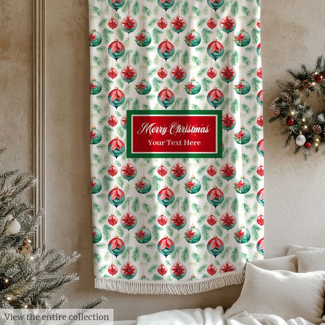 Elegant, vattenfärgsröd grönt, traditionellt kast fleecefilt (Elegant watercolor red green traditional throw Fleece Blanket )