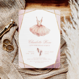 Elegant VattenfärgsRosa Ballerina Birthday Inbjudningar