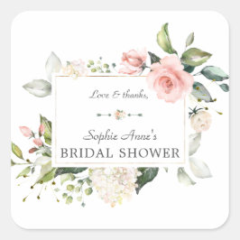 Elegant VattenfärgsRosa  Blommigt Möhippa Fyrkantigt Klistermärke