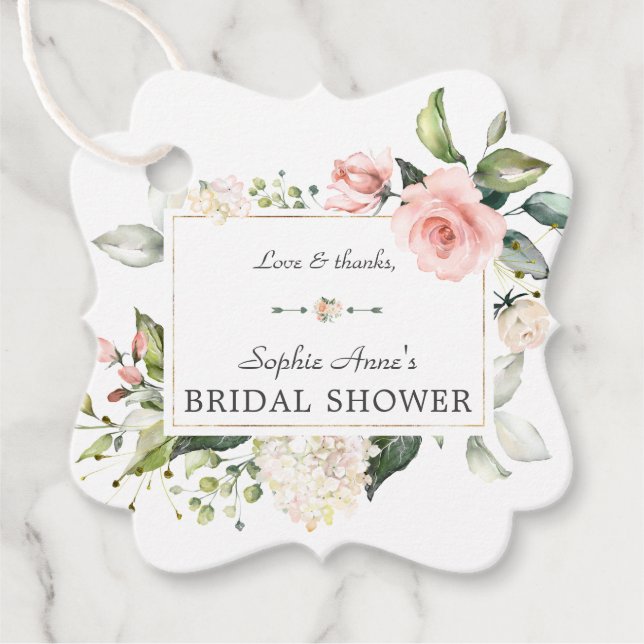 Elegant VattenfärgsRosa  Blommigt Möhippa Gåvor Etiketter (Framsida)