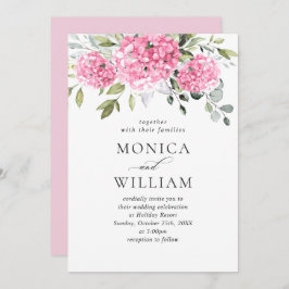 Elegant VattenfärgsRosa Hydrangea Blommigt Bröllop Inbjudningar