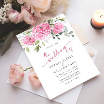 Elegant VattenfärgsRosa Hydrangea Blommigt Bröllop