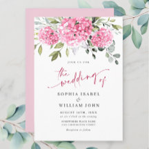 Elegant VattenfärgsRosa Hydrangea Blommigt Bröllop