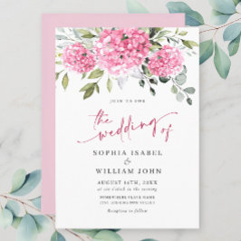 Elegant VattenfärgsRosa Hydrangea Blommigt Bröllop Inbjudningar