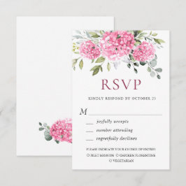Elegant VattenfärgsRosa Hydrangea Blommigt Bröllop OSA Kort