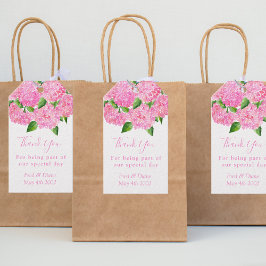 Elegant VattenfärgsRosa Hydrangea Blommigt Bröllop Presentetikett