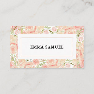Elegant VattenfärgsRosa och  Blommigt Visitkort