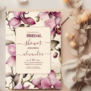 Elegant VattenfärgsRosa Orchid-Möhippa Inbjudningar