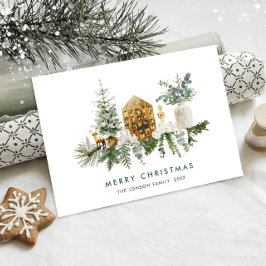 Elegant Vattenfärgssammansättning för God jul Julkort