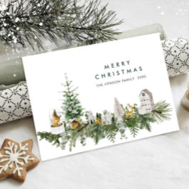 Elegant Vattenfärgssammansättning för God jul Julkort