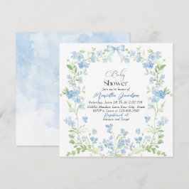 Elegant Vattenfärgsskare Blåa blommor Babykläder Inbjudningar