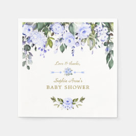 Elegant Vattenfärgsskare Blåa blommor Babykläder Pappersservett