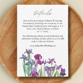 Elegant vattenfärgsskript bröllop QR för Iris-skri Tilläggskort