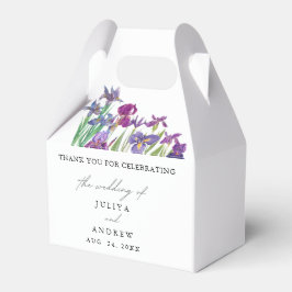 Elegant vattenfärgsskript för Iris-blomman bröllop Presentaskar