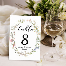 elegant vattenfärgssnäckor blommigt bröllop bordsnummer