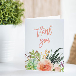 Elegant vattenfärgssucculent  | Bröllop tack Kort
