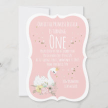 Elegant vattenfärgssvan födelsedagsinbjudan för et