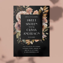 Elegant vattenfärgssvart blommigt Svart 16 sexton