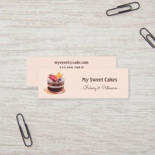 Elegant vattenfärgstårta patisserie cupaka mini visitkort