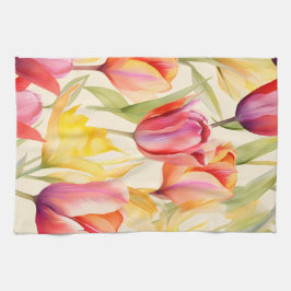 Elegant vattenfärgsTulips Kökshandduk