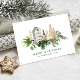 Elegant Vattenfärgsutkast - julkarosseriet Julkort