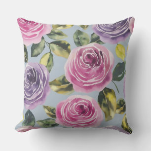 Elegant Vattenfärgsutkast Ro Blommigt Design Kudde
