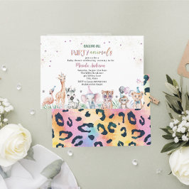 Elegant VattenfärgsVild Safari Animals Baby Shower Inbjudningar