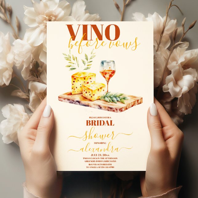 Elegant VattenfärgsVino före Vows-Möhippa Inbjudningar (Skapare uppladdad)