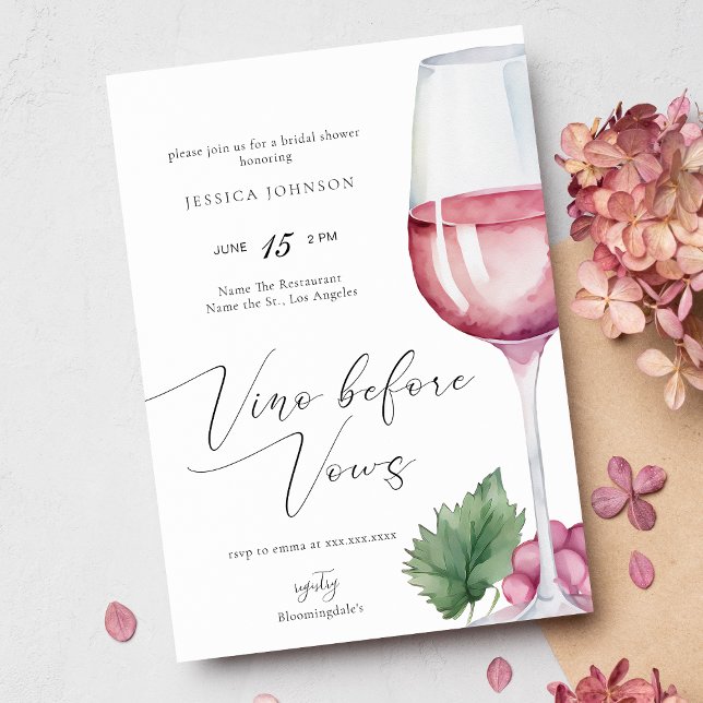 Elegant VattenfärgsVino före Vows-Möhippa Inbjudningar (Skapare uppladdad)
