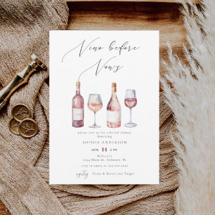 Elegant VattenfärgsVino före Vows-Möhippa Inbjudningar