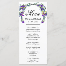 Elegant vattenfärgsviolett Bröllop-meny Meny
