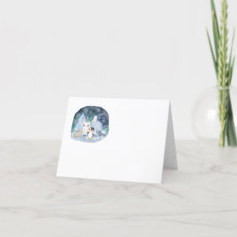 Elegant Vattenfärgsvisning Vinterarktiska djur bab Tack Kort