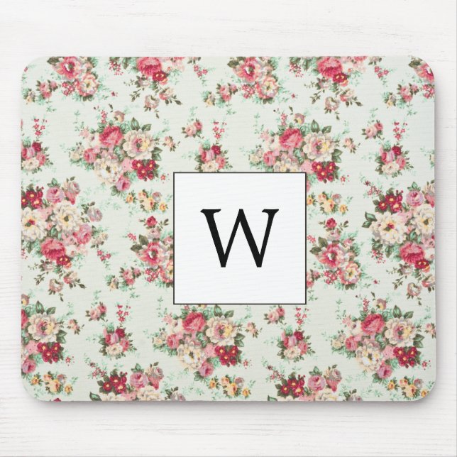 Elegant vattenkylare Monogramed blommor   Musmatta (Framsidan)