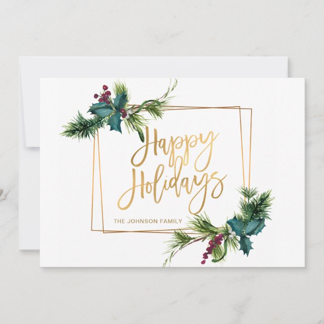 Elegant Vattensfärgad jul Gräs Cone Hälsning Julkort (Framsida)