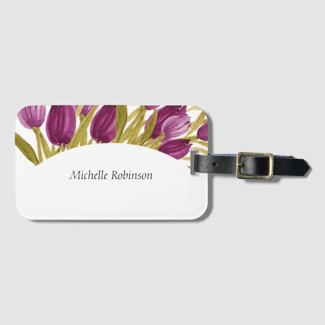 Elegant Vattenskärda Tulip Flowers Bagagebricka (Framsida horisontal)