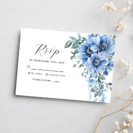 Elegant Vattenskärg Blommigt Dusty Blue Bröllop OSA Kort