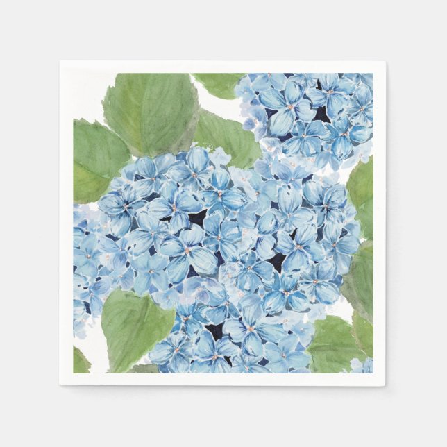 Elegant Vattenskärg Blue Hydrangea Pappersservett (Framsidan)