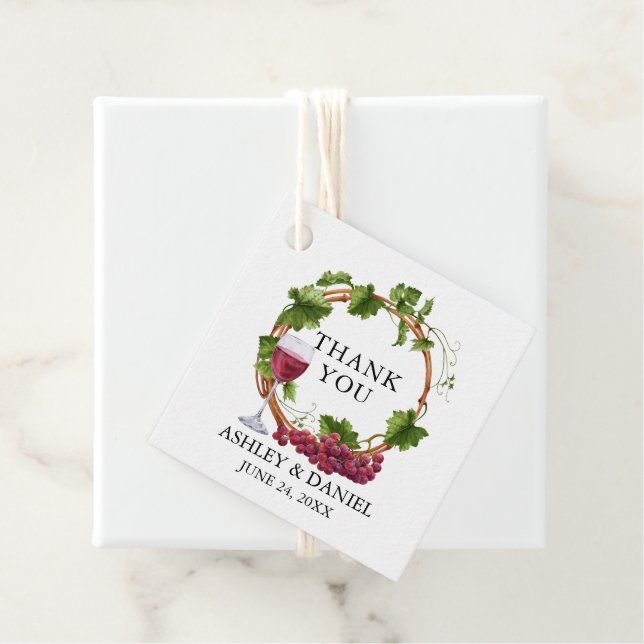 Elegant Vattenskärg Grafikviner Träutandning Bröll Gåvor Etiketter (På plats)