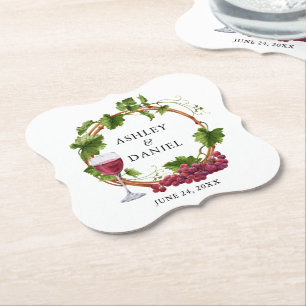 Elegant Vattenskärg Grafikviner Träutandning Bröll Underlägg Papper
