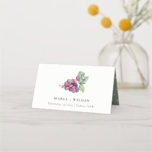 Elegant Vattenskärg Grape Foliage Rustic Bröllop Placeringskort