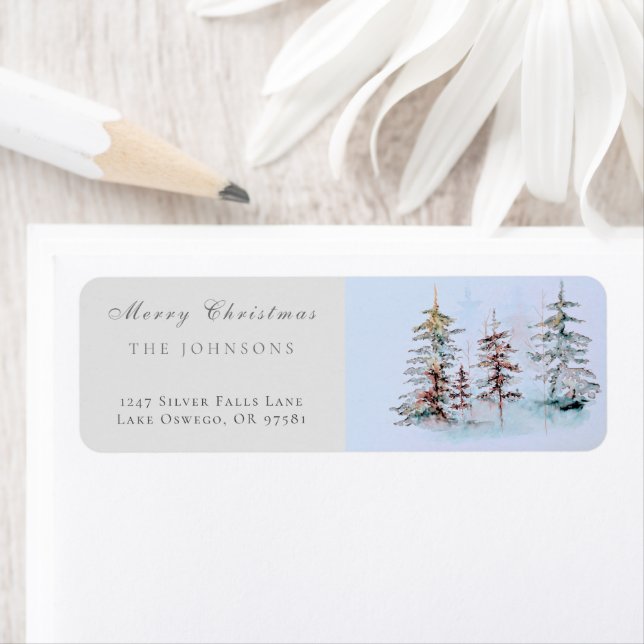 Elegant Vattenskärg jul Gräs Returadress Etikett (Insitu)